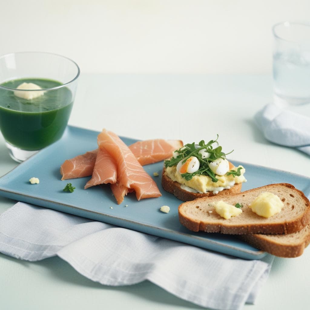 Smoked Trout With Watercress Purée And Chopped Egg Salad